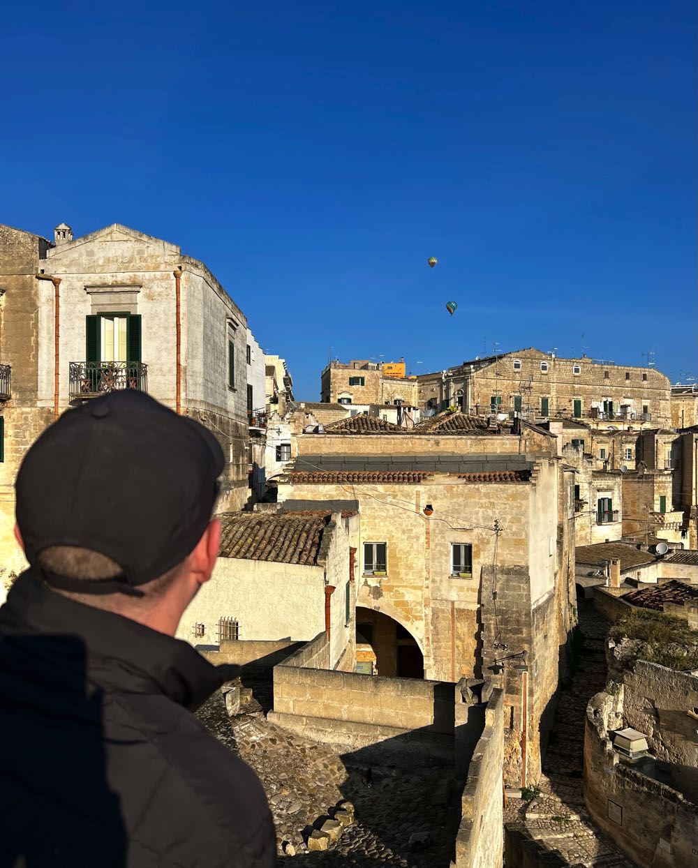 hot air balloons in the air in matera