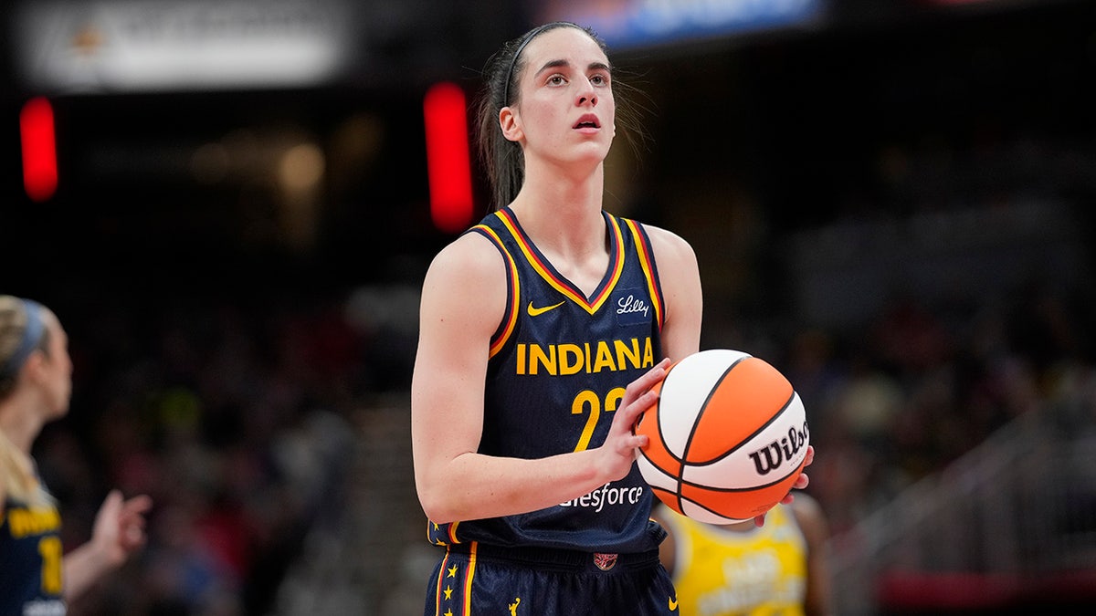 Caitlin Clark shoots a free throw