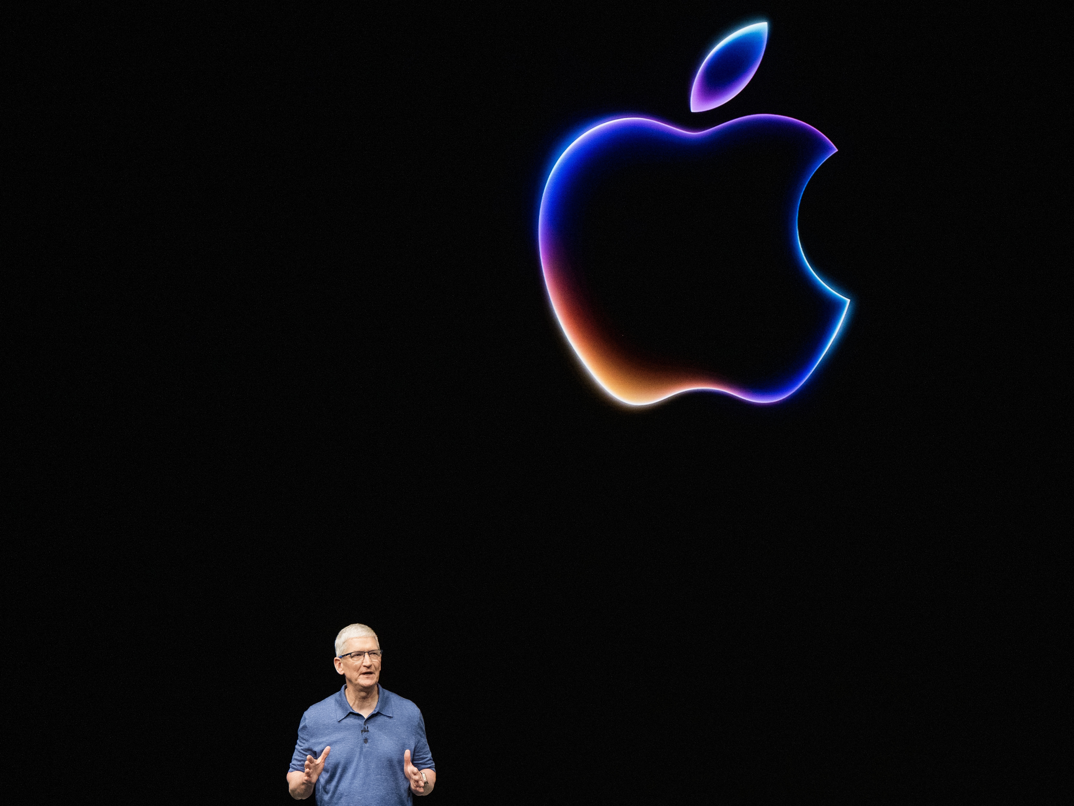 Apple CEO Tim Cook speaks during Apple