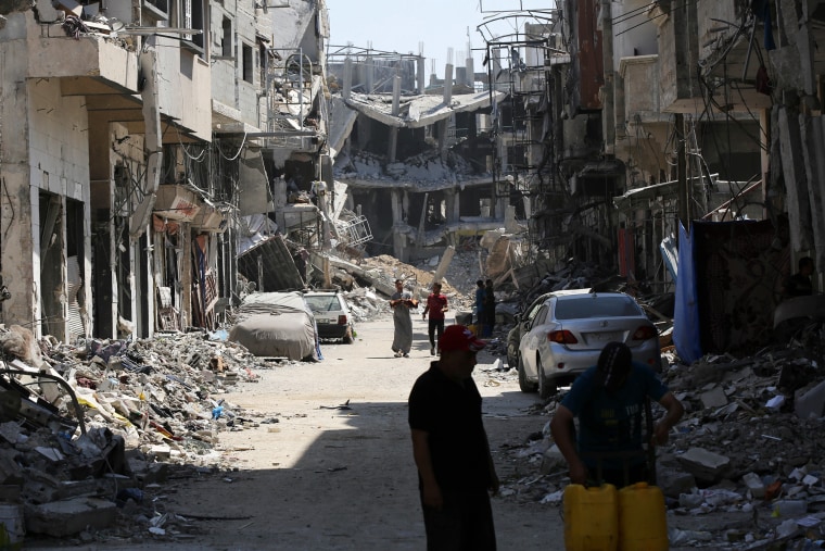 Rubble on the streets of Rafah, southern Gaza on June 23, 2024.