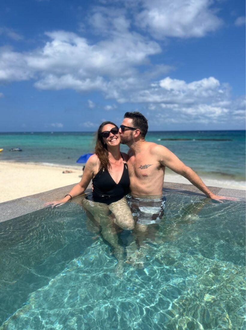 Kissing at the pool