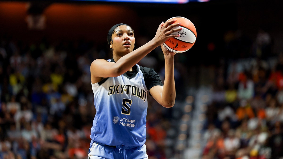 Angel Reese shoots a free throw