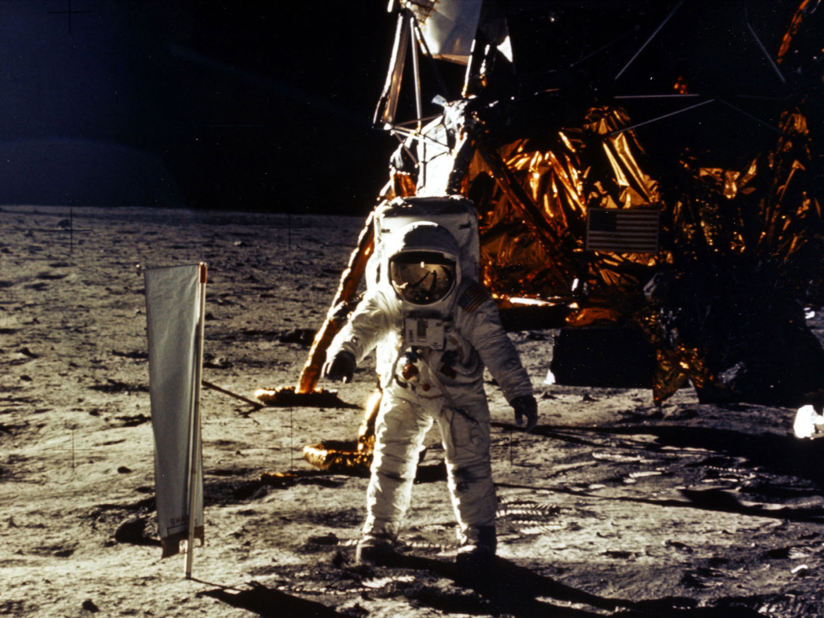 Astronaut Edwin "Buzz" Aldrin Jr. is photographed by Astronaut Neil Armstrong during man