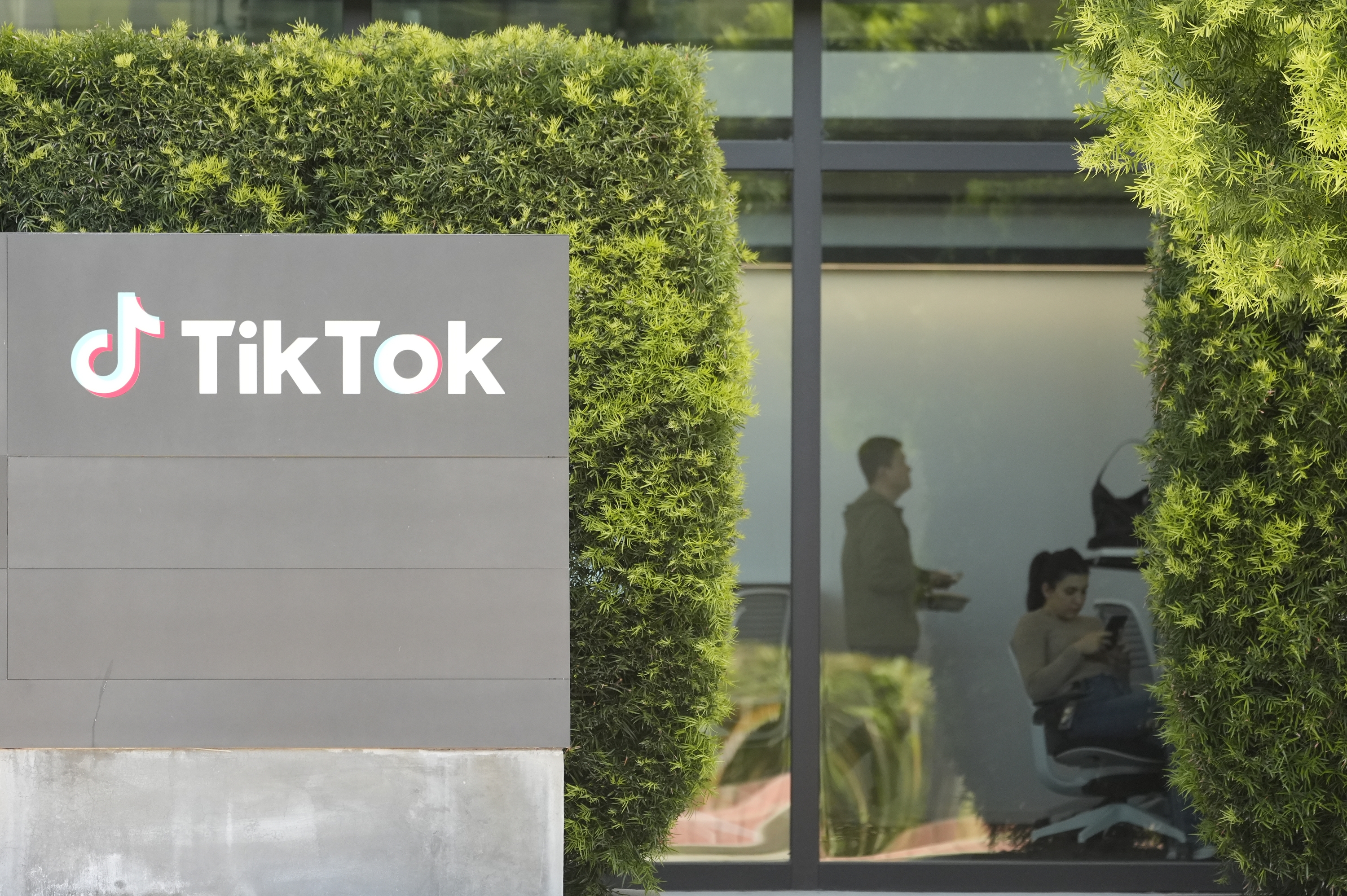 People work inside the TikTok Inc. building in Culver City, Calif., on March 11.