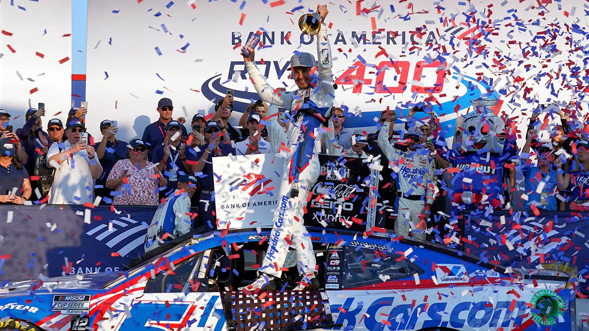 Kyle Larson celebrates