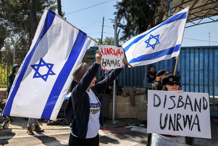 Israeli Protesters outside UNRWA office