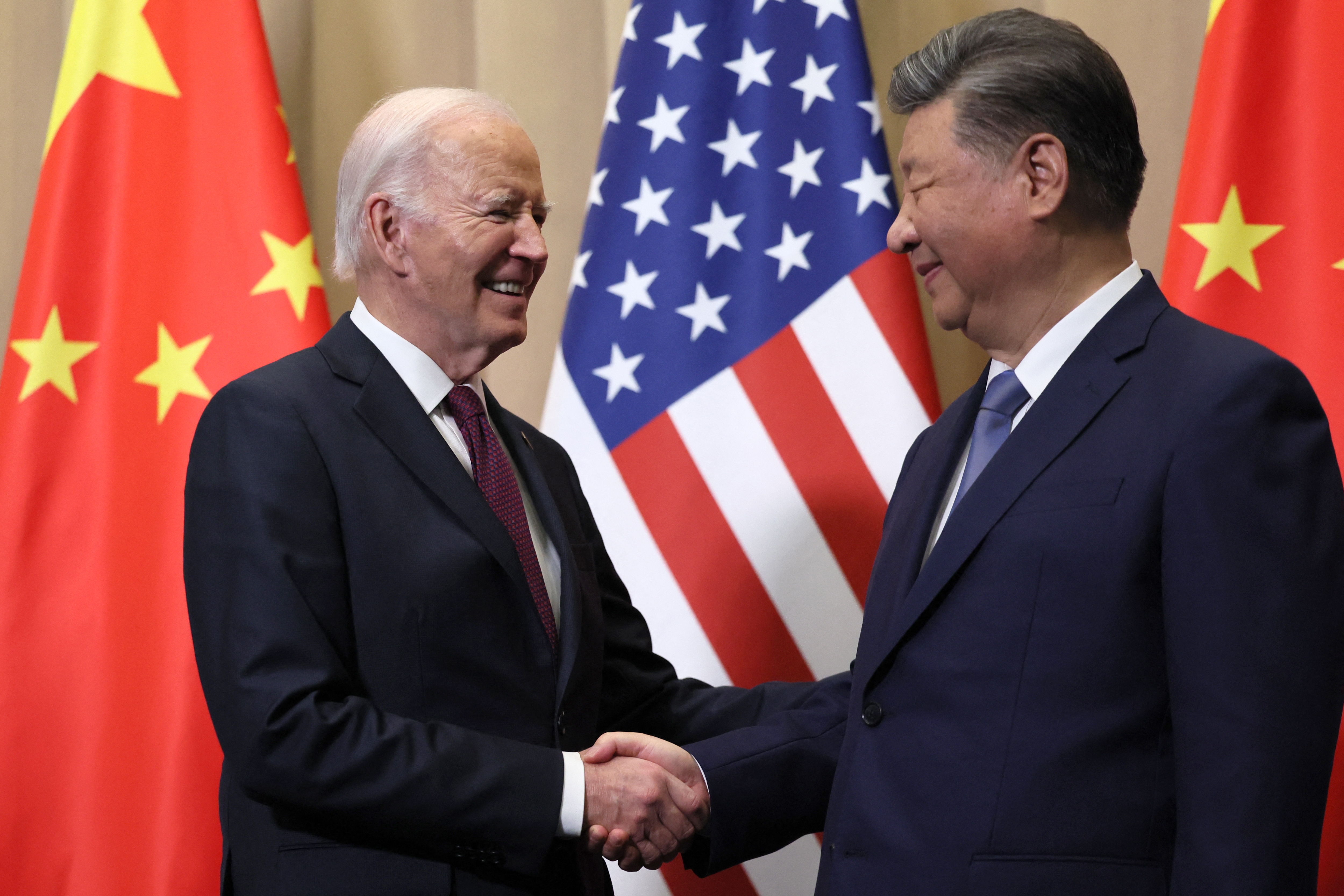 President Biden shakes hands with Chinese President Xi Jinping on the sidelines of the Asia-Pacific Economic Cooperation (APEC) summit in Lima, Peru, on Nov. 16, 2024.