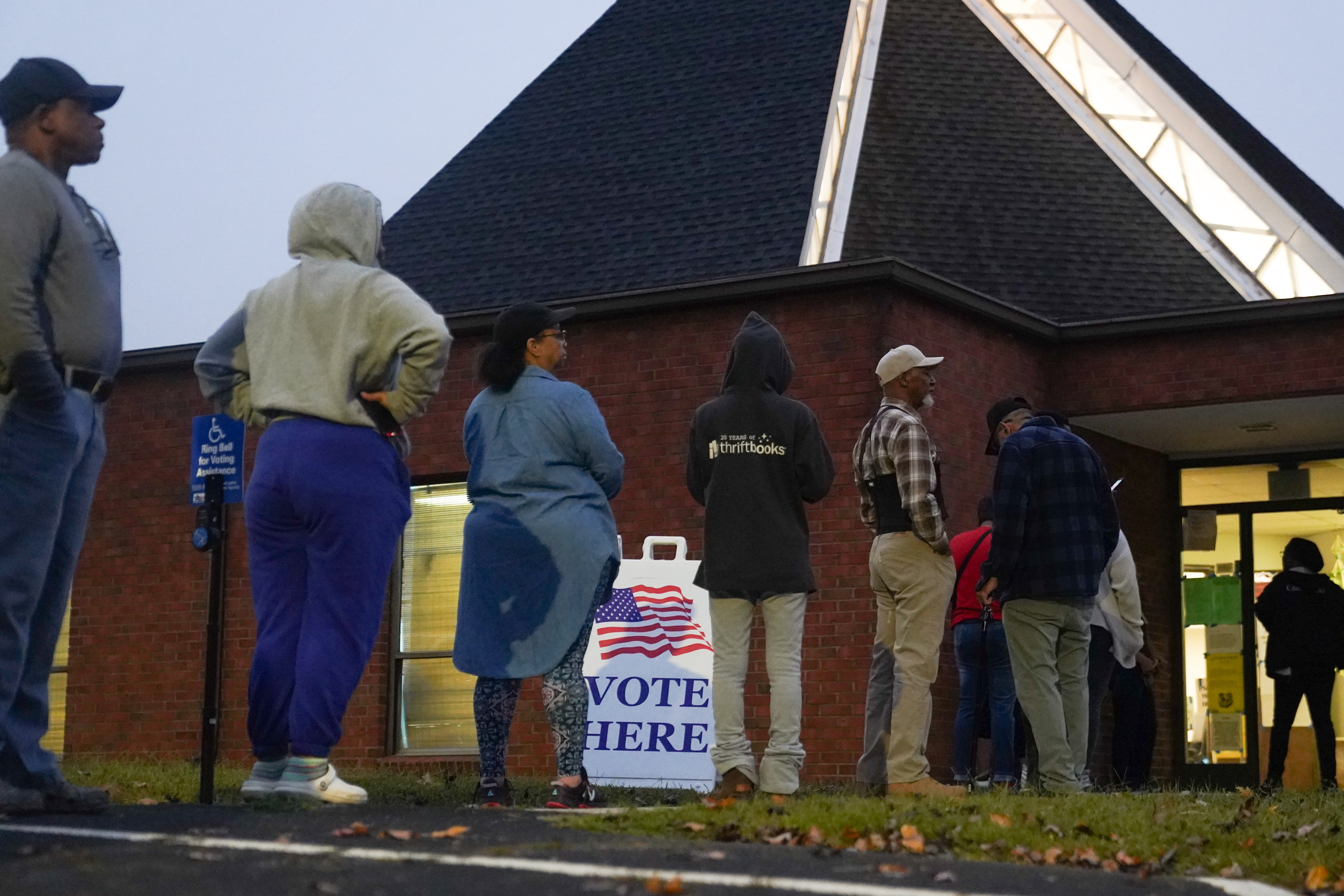 Voters line up to cast their ballots on Nov. 5, 2024 in Austell, Georgia. Intelligence officials and researchers say Russia, Iran, and China tried to influence Americans in this year