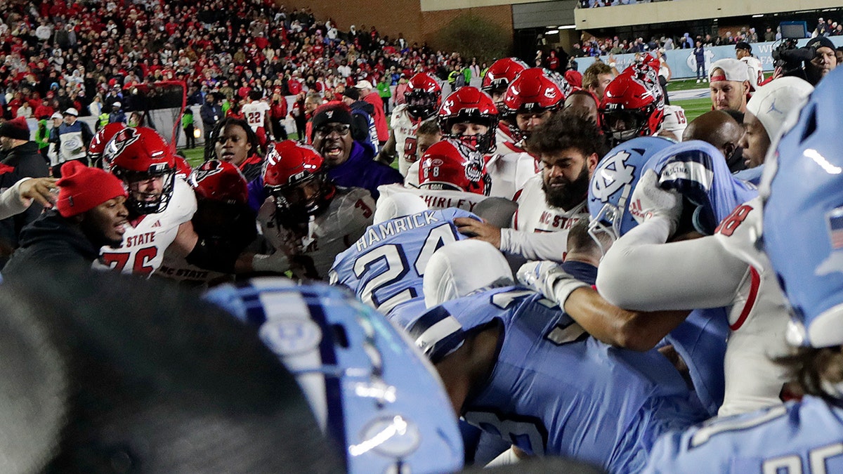 UNC and NC State players fight