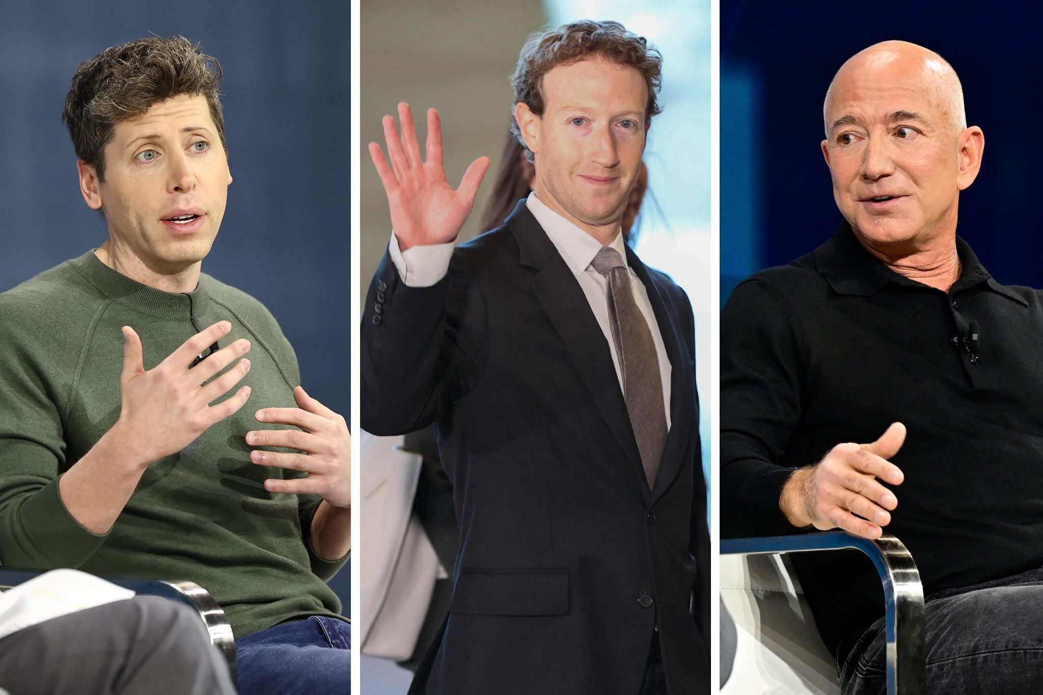 From left to right, OpenAI CEO Sam Altman on Dec. 4 at <em>The</em> <em>New York Times</em> Dealbook Summit; Meta CEO Mark Zuckerberg on Feb. 27 in Tokyo; and Amazon CEO Jeff Bezos on Dec. 4 at <em>The</em> <em>New York Times</em> Dealbook Summit.’/></p>
<p>The donations are seen as the latest example of tech moguls’ changing stance toward the incoming president. During his first administration, Trump clashed with Bezos and Zuckerberg.</p>
<p>(Image credit: Eugene Gologursky and JIJI Press)</p>
<p><img src=