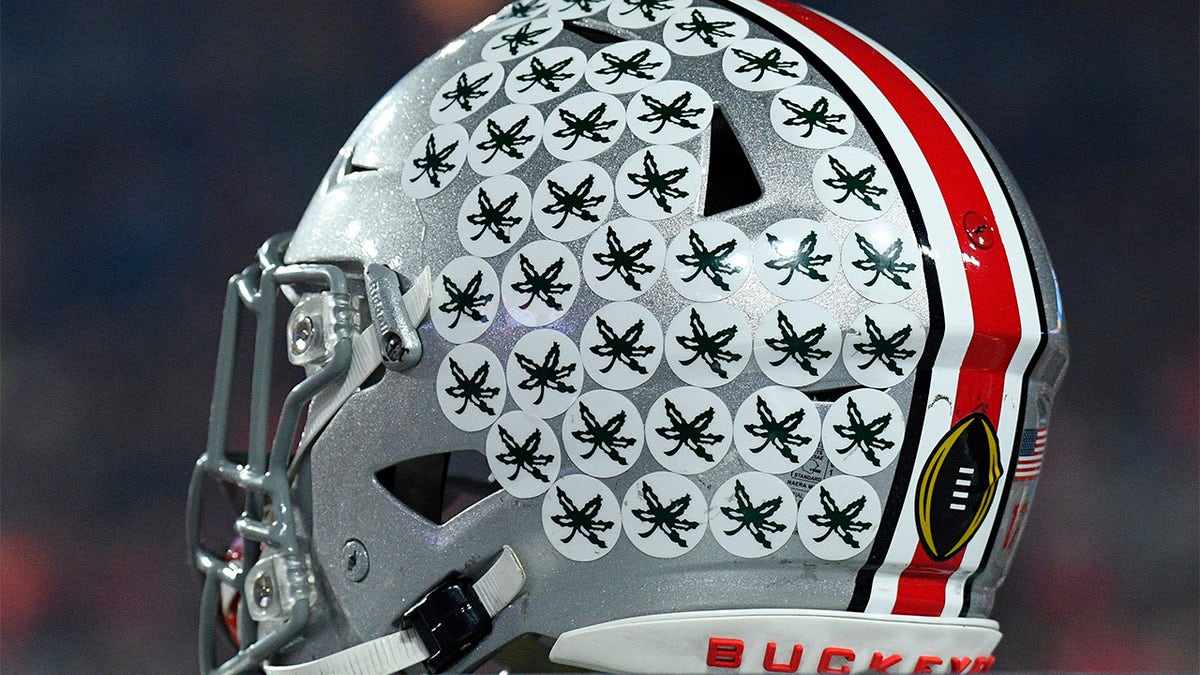 An Ohio State football helmet