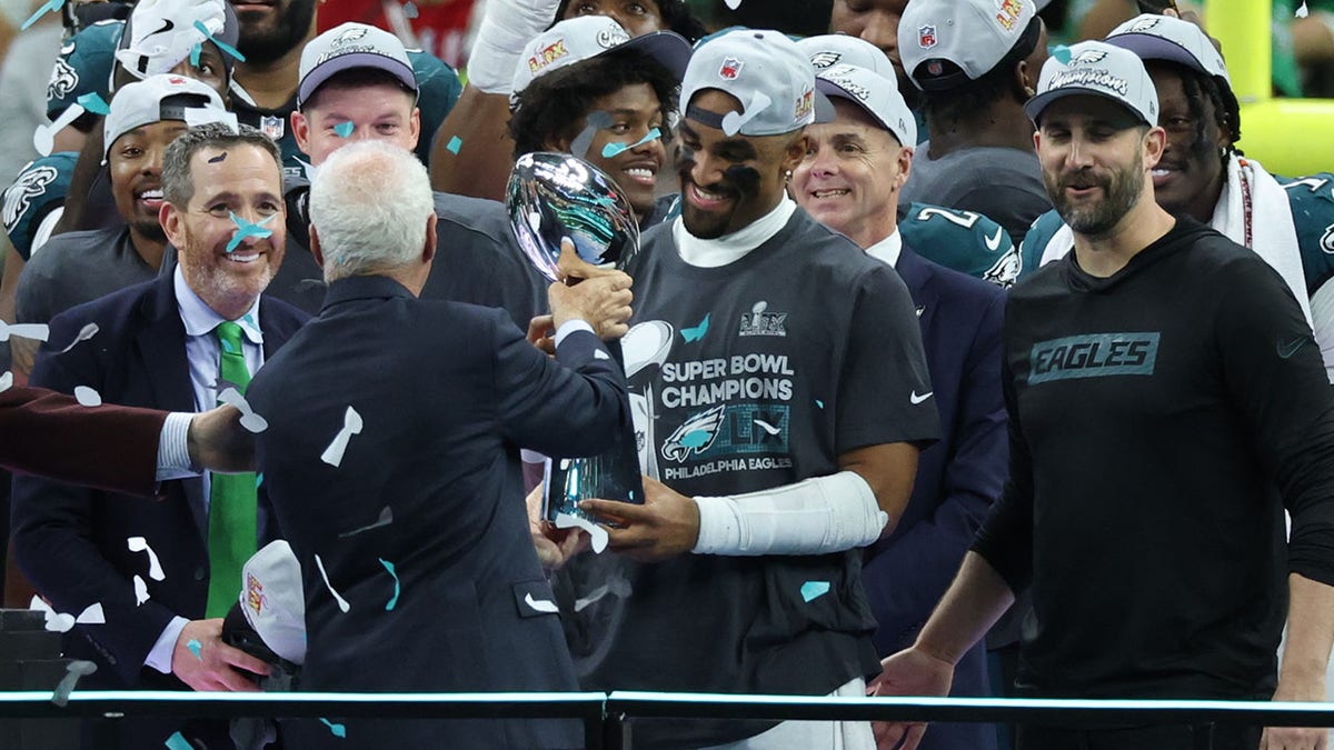 Jalen Hurts with Vince Lombardi Trophy