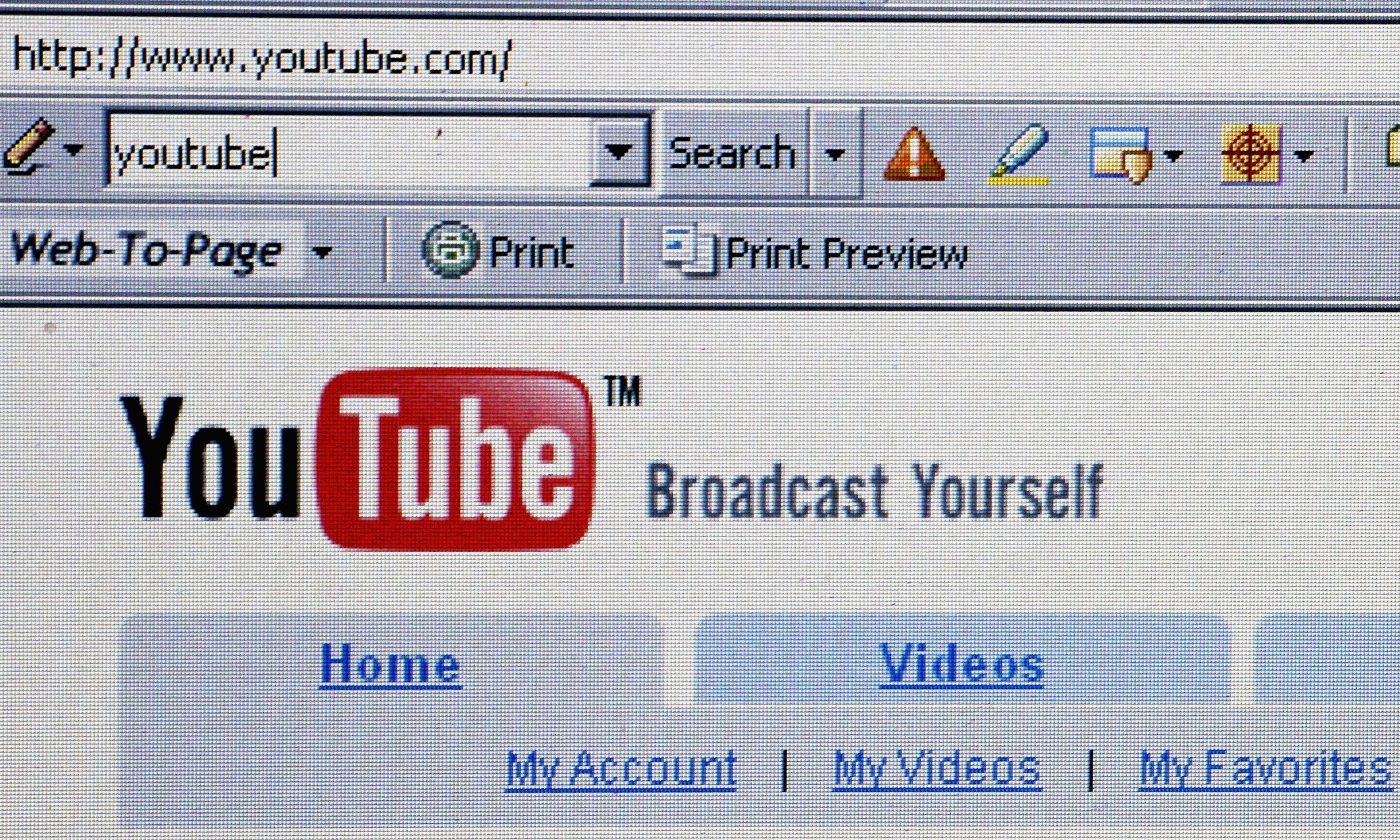 In this photo illustration, the YouTube website is displayed on October 10, 2006, following Google