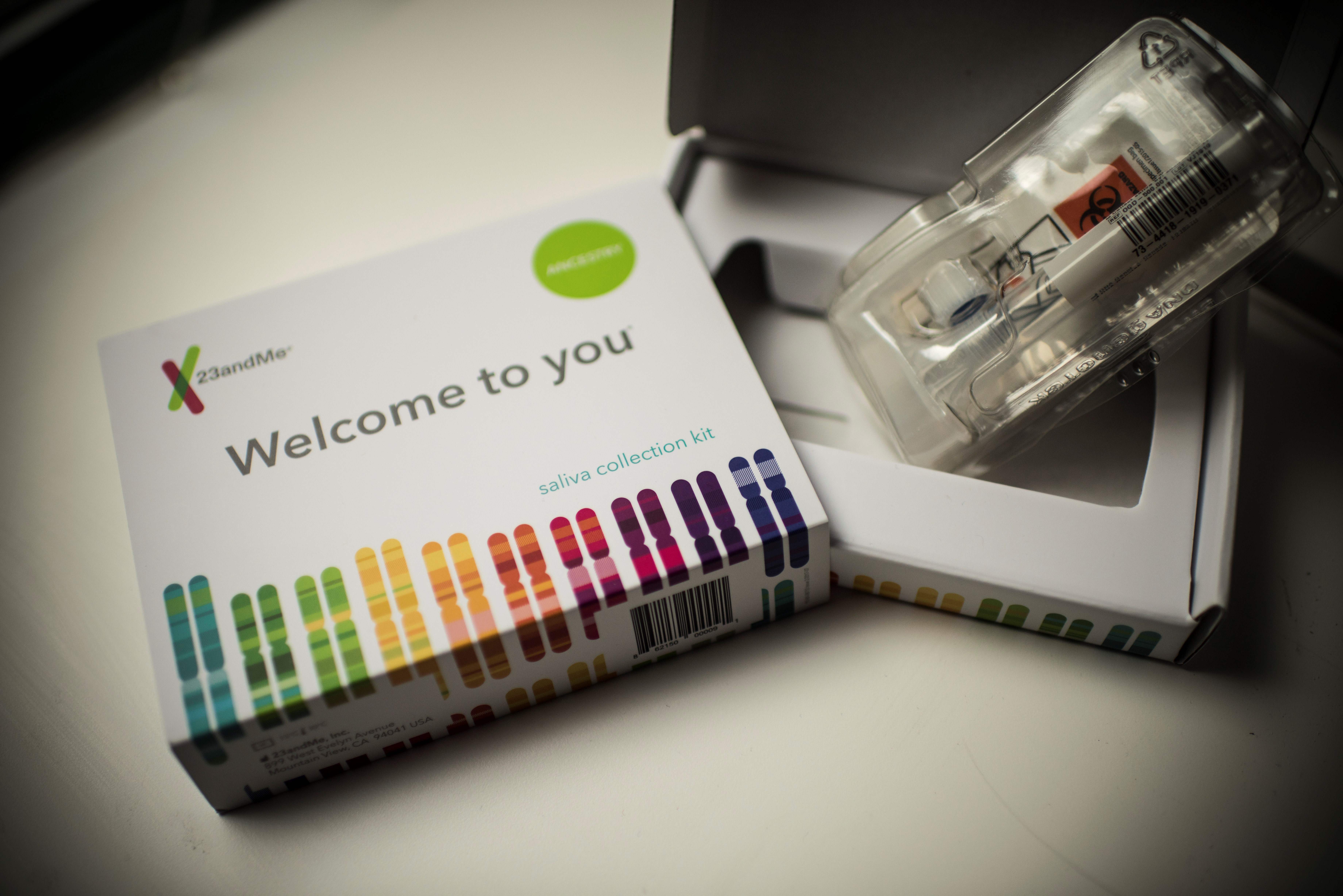 This 2018 image shows a 23andMe saliva collection kit used for DNA testing. The California-based company announced this week that it was going into bankruptcy.