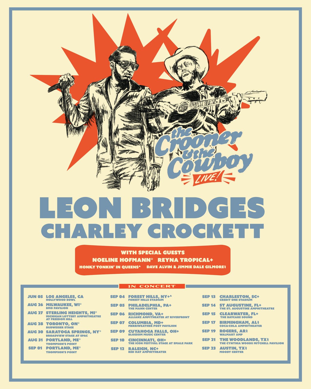 Leon Bridges & Charley Crockett tour poster