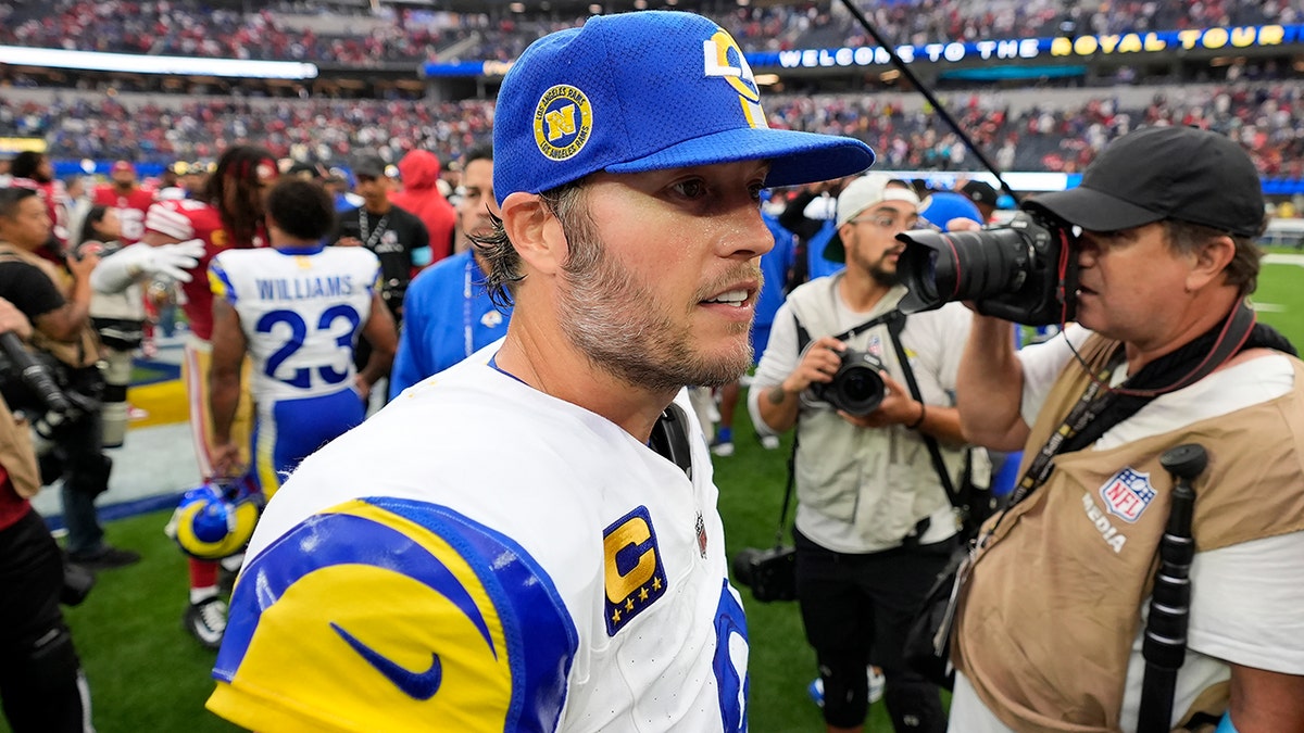 Matthew Stafford walks off the field