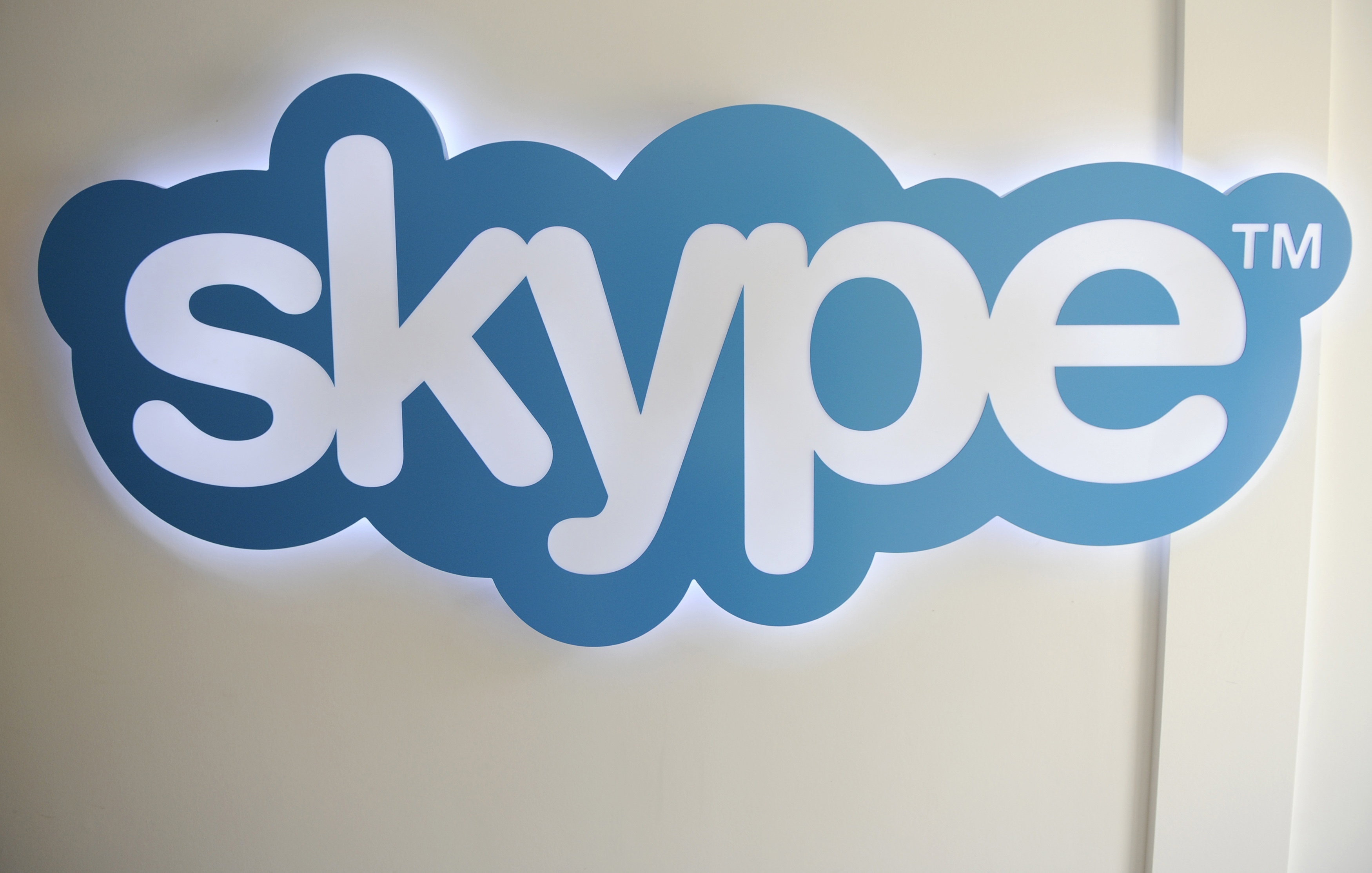 The Skype logo is pictured at Skype headquarters in Luxembourg on May 10, 2011. Microsoft says the free video calling service will end in May.